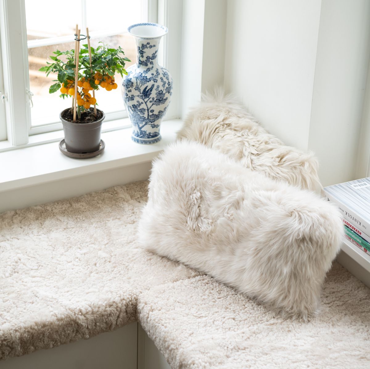 Coussin en peau de mouton | Laine longue | Nouvelle-Zélande | 35x45 cm Linge