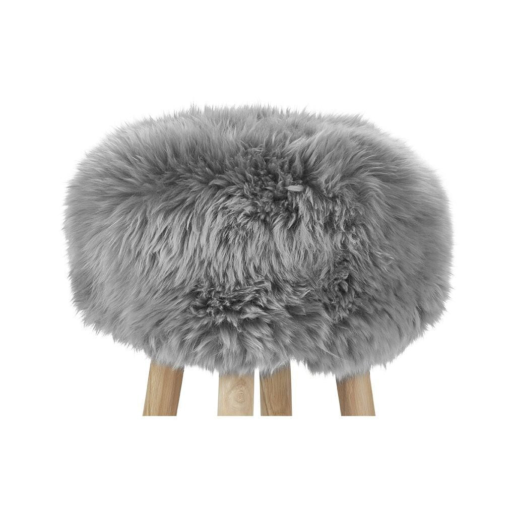 Dessus de tabouret en laine longue | Ø35 × H17 cm