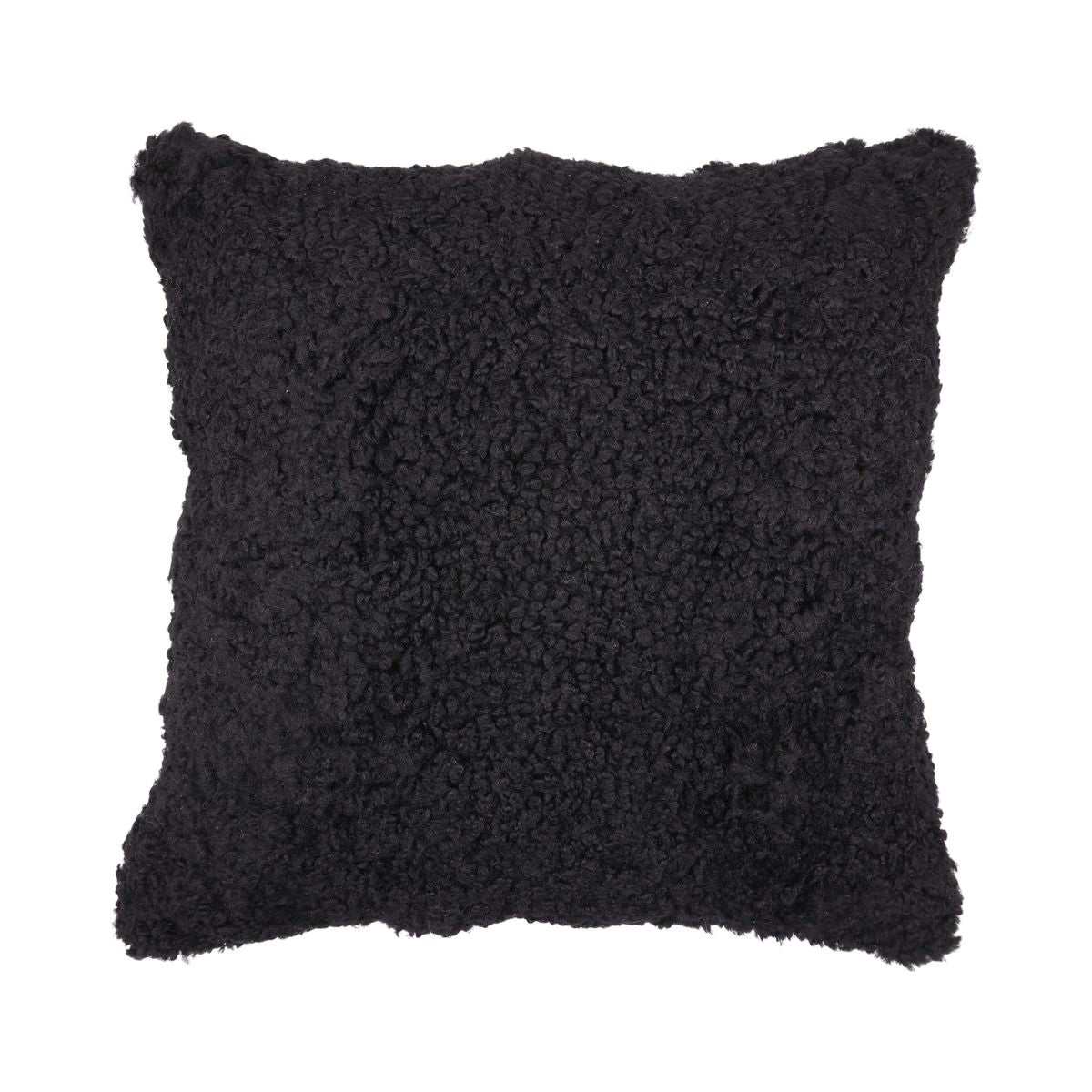 Coussin en peau de mouton | Laine courte | Nouvelle-Zélande | 50x50 cm Noir