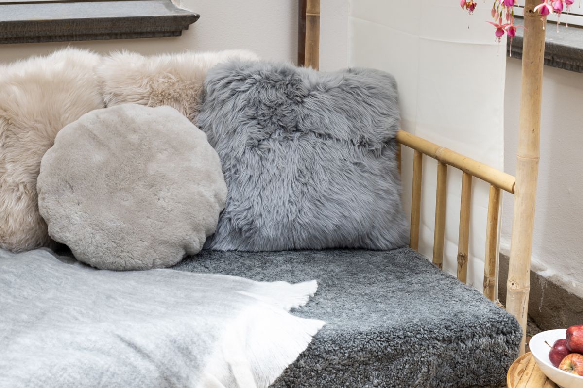 Coussin en velours nordique | une face | Ø45 cm | Ø62cm Perle