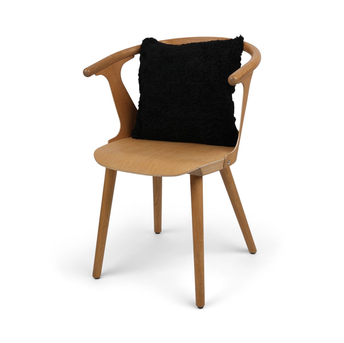 Coussin en peau de mouton | Laine courte | Nouvelle-Zélande | 40x40 cm Noir