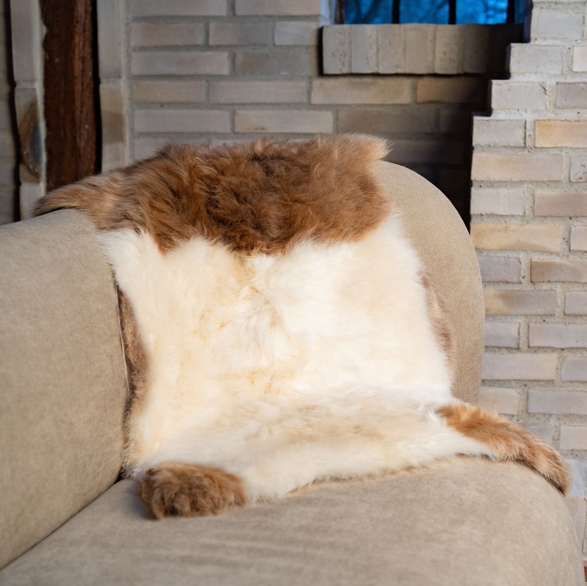 Peau de mouton de l’Himalaya | Laine courte | 95 cm Tacheté foncé