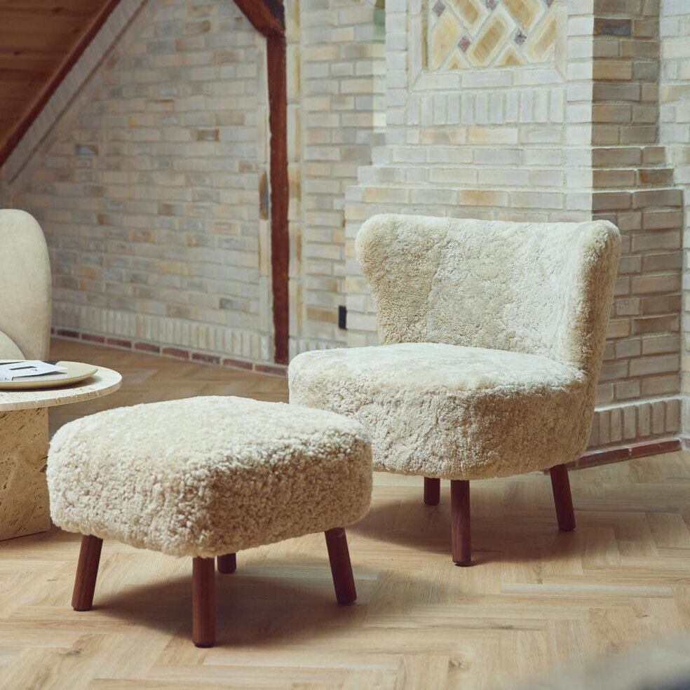 Fauteuil lounge Emil | Laine courte Anthracite