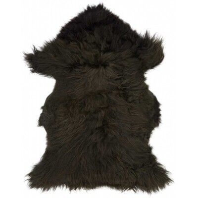 Peau de mouton tibétaine | Bouclée | Vert/Marron | 100x60 cm