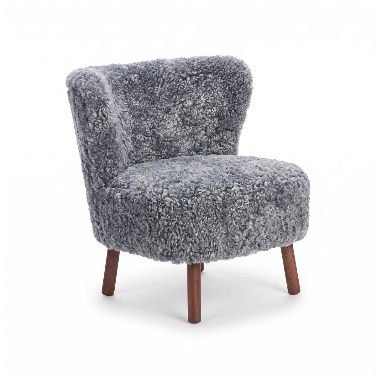 Fauteuil lounge Emil | Laine courte Gris Léger