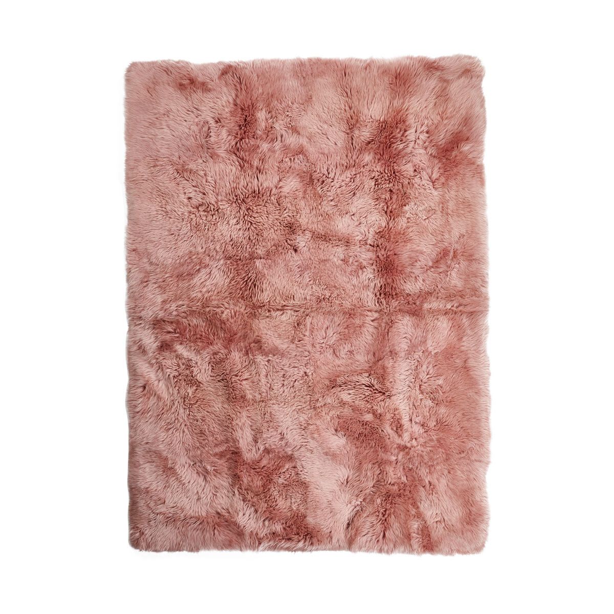 Tapis design en peau de mouton à laine longue Rose