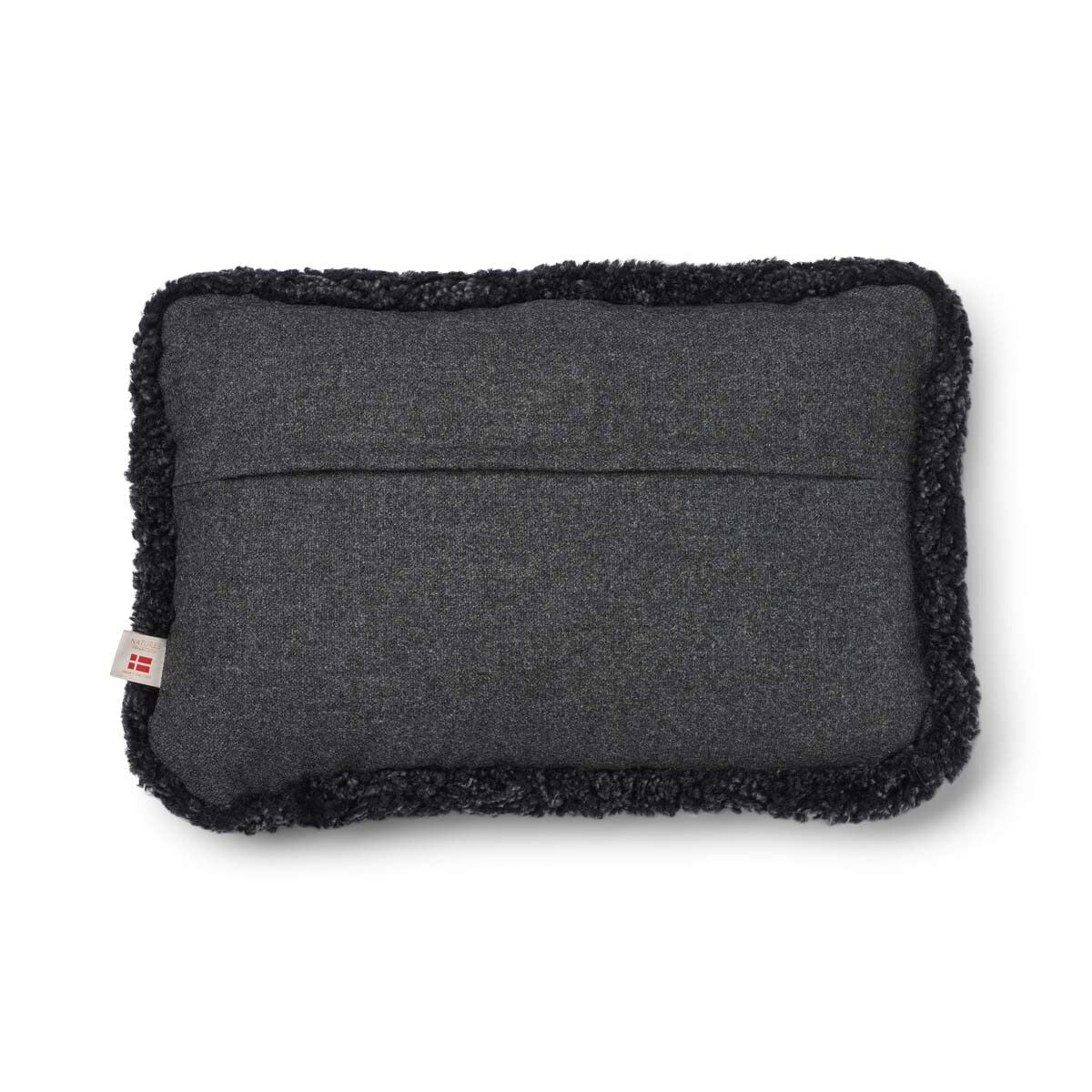 Coussin en laine courte de mouton | garniture SW | 52x52 cm | 34x52 cm Anthracite/Anthracite