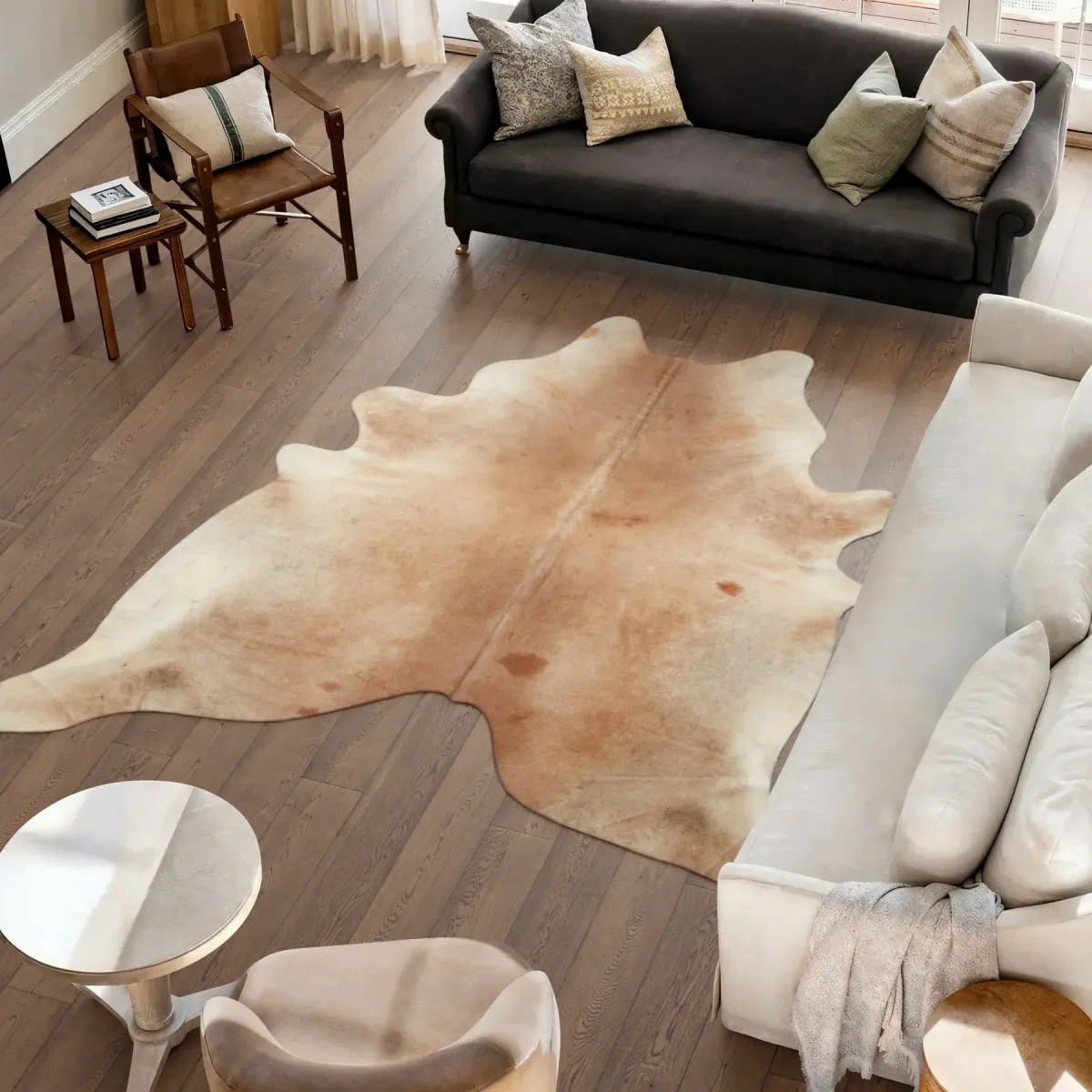 Tapis en peau de vache | Gris Beige | 3,7 sqm